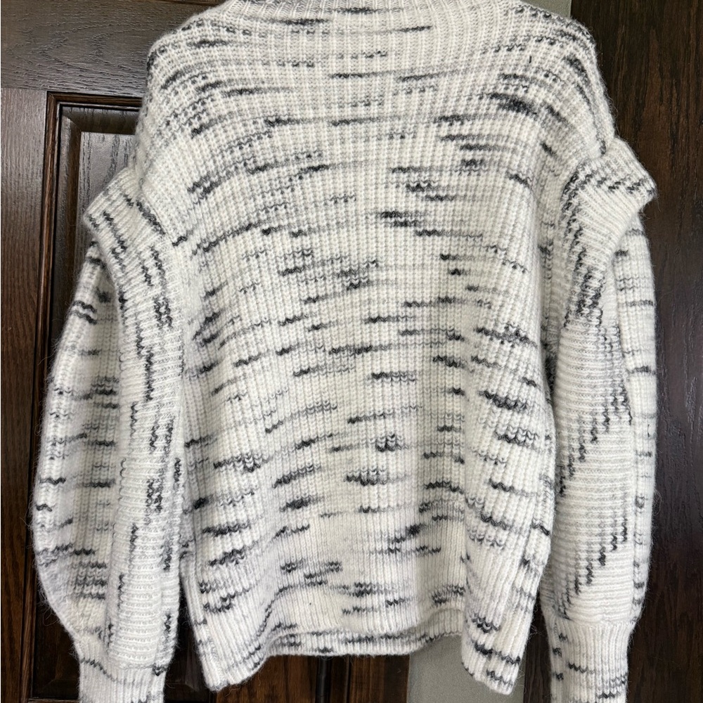 Varley Gray and White Cowl Neck Sweater